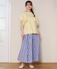 OLKHD31069 eur3(エウルキューブ) 【大きいサイズ/a.v.v×eur3】接触冷感ハンカチーフスリーブカットソー ライトイエロー