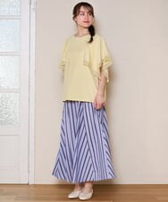 OLKHD31069 eur3(エウルキューブ) 【大きいサイズ/a.v.v×eur3】接触冷感ハンカチーフスリーブカットソー ライトイエロー
