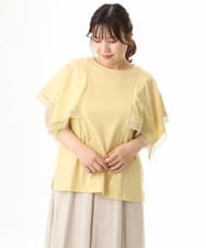 OLKHD31069 eur3(エウルキューブ) 【大きいサイズ/a.v.v×eur3】接触冷感ハンカチーフスリーブカットソー ライトイエロー