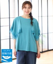 OLKHD31069 eur3(エウルキューブ) 【大きいサイズ/a.v.v×eur3】接触冷感ハンカチーフスリーブカットソー グリーン