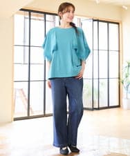 OLKHD31069 eur3(エウルキューブ) 【大きいサイズ/a.v.v×eur3】接触冷感ハンカチーフスリーブカットソー グリーン