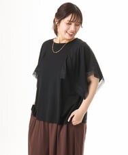 OLKHD31069 eur3(エウルキューブ) 【大きいサイズ/a.v.v×eur3】接触冷感ハンカチーフスリーブカットソー ブラック
