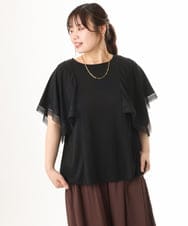 OLKHD31069 eur3(エウルキューブ) 【大きいサイズ/a.v.v×eur3】接触冷感ハンカチーフスリーブカットソー ブラック