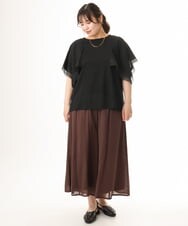 OLKHD31069 eur3(エウルキューブ) 【大きいサイズ/a.v.v×eur3】接触冷感ハンカチーフスリーブカットソー ブラック