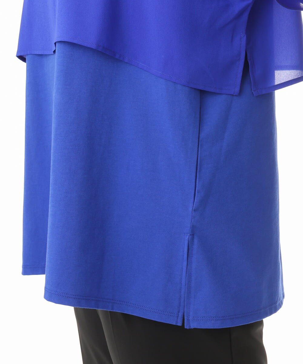 OLKHD32064 eur3(エウルキューブ) 【大きいサイズ/UVカット】接触冷感ケープデザインカットソー ブルー