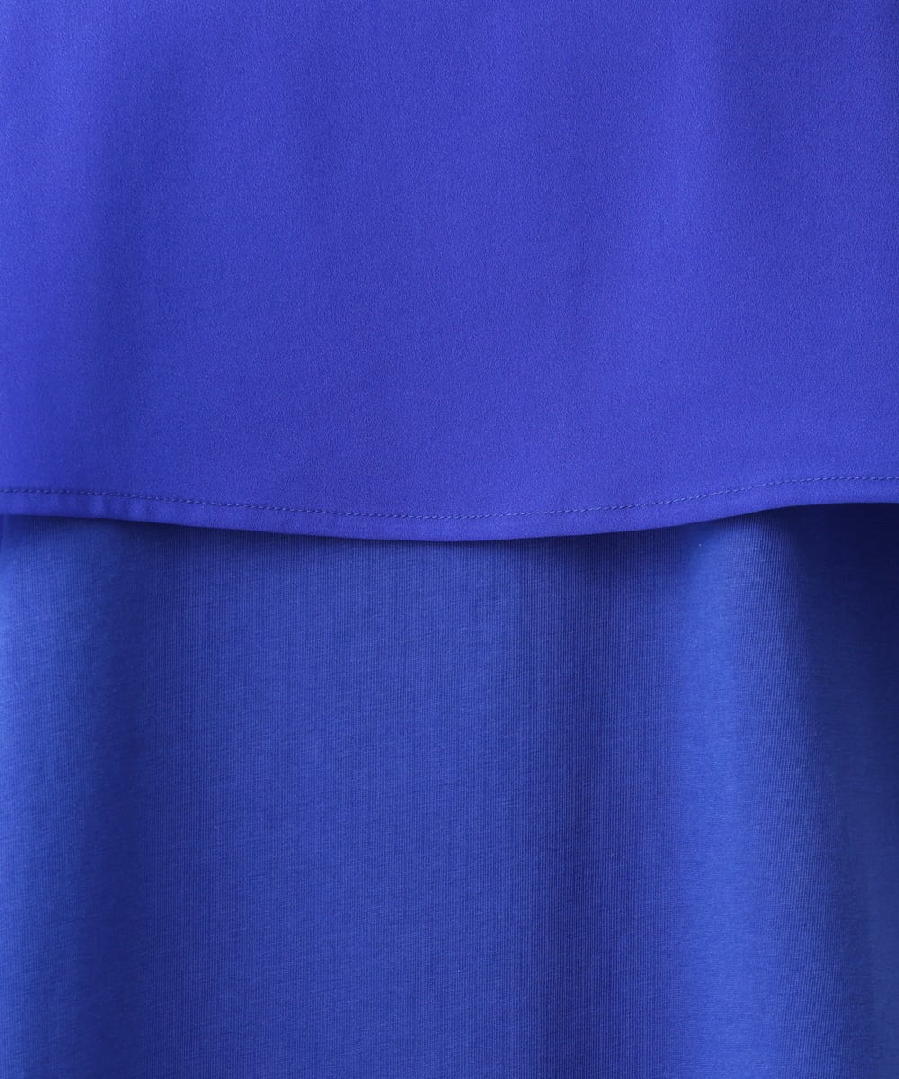 OLKHD32064 eur3(エウルキューブ) 【大きいサイズ/UVカット】接触冷感ケープデザインカットソー ブルー