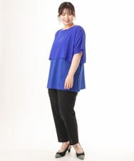 OLKHD32064 eur3(エウルキューブ) 【大きいサイズ/UVカット】接触冷感ケープデザインカットソー ブルー