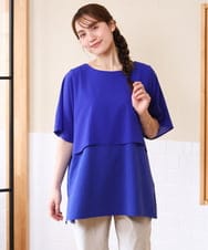 OLKHD32064 eur3(エウルキューブ) 【大きいサイズ/UVカット】接触冷感ケープデザインカットソー ブルー