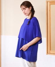 OLKHD32064 eur3(エウルキューブ) 【大きいサイズ/UVカット】接触冷感ケープデザインカットソー ブルー