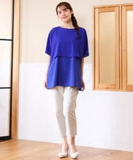 OLKHD32064 eur3(エウルキューブ) 【大きいサイズ/UVカット】接触冷感ケープデザインカットソー ブルー