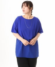 OLKHD32064 eur3(エウルキューブ) 【大きいサイズ/UVカット】接触冷感ケープデザインカットソー ブルー