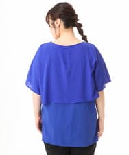 OLKHD32064 eur3(エウルキューブ) 【大きいサイズ/UVカット】接触冷感ケープデザインカットソー ブルー