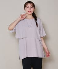 OLKHD32064 eur3(エウルキューブ) 【大きいサイズ/UVカット】接触冷感ケープデザインカットソー ライトグレー
