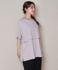 OLKHD32064 eur3(エウルキューブ) 【大きいサイズ/UVカット】接触冷感ケープデザインカットソー ライトグレー