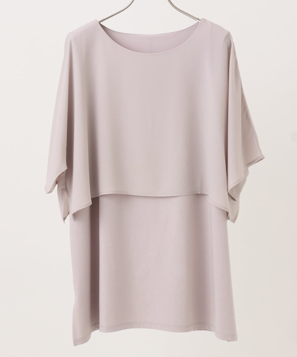 OLKHD32064 eur3(エウルキューブ) 【大きいサイズ/UVカット】接触冷感ケープデザインカットソー ライトグレー