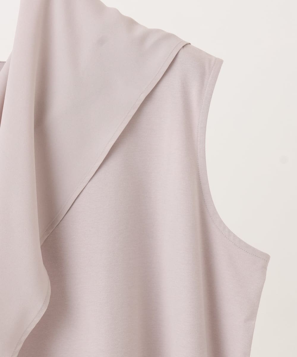 OLKHD32064 eur3(エウルキューブ) 【大きいサイズ/UVカット】接触冷感ケープデザインカットソー ライトグレー