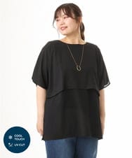 OLKHD32064 eur3(エウルキューブ) 【大きいサイズ/UVカット】接触冷感ケープデザインカットソー ブラック