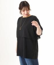 OLKHD32064 eur3(エウルキューブ) 【大きいサイズ/UVカット】接触冷感ケープデザインカットソー ブラック
