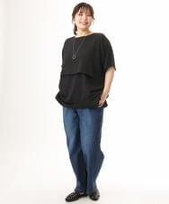 OLKHD32064 eur3(エウルキューブ) 【大きいサイズ/UVカット】接触冷感ケープデザインカットソー ブラック
