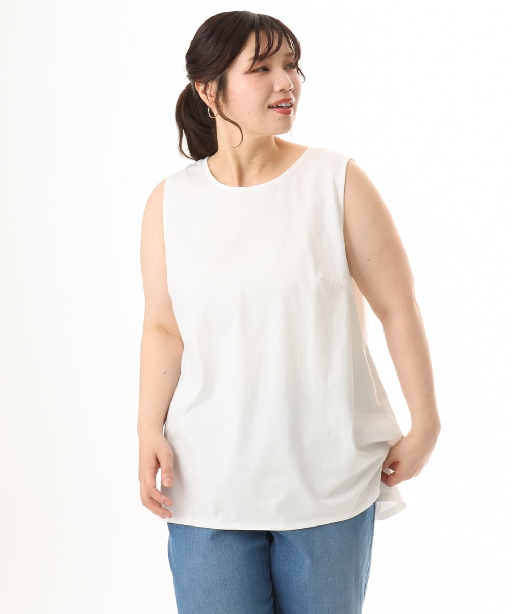 OLKHD51049 eur3(エウルキューブ) 【大きいサイズ】サイドスリットロングタンクトップ ホワイト