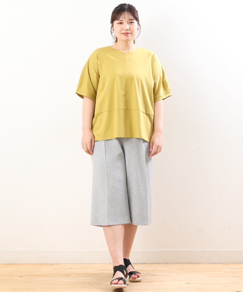 OLKHS43070 eur3(エウルキューブ) 【大きいサイズ/接触冷感】前後2WAYコットントップス イエロー(25)