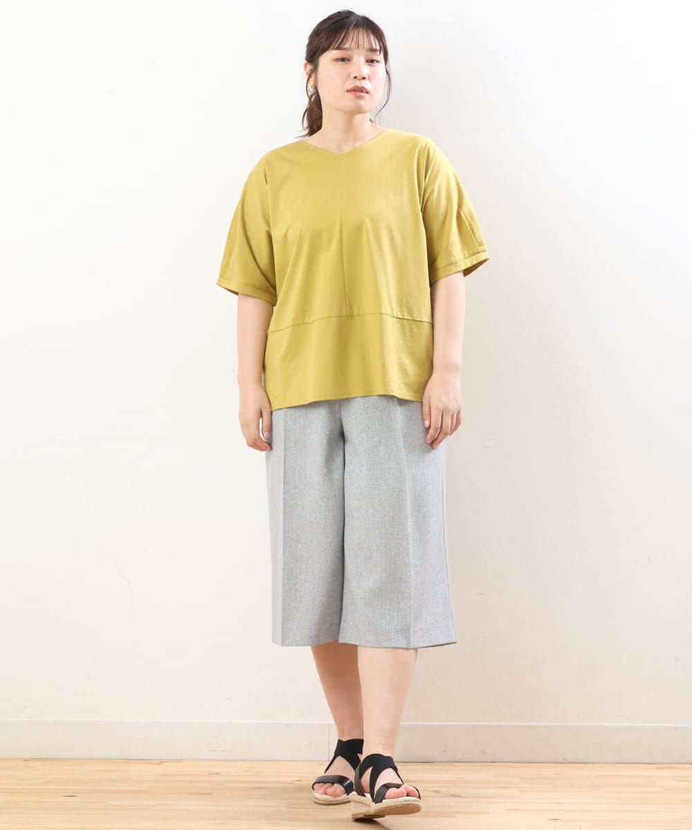 OLKHS43070 eur3(エウルキューブ) 【大きいサイズ/接触冷感】前後2WAYコットントップス イエロー(25)