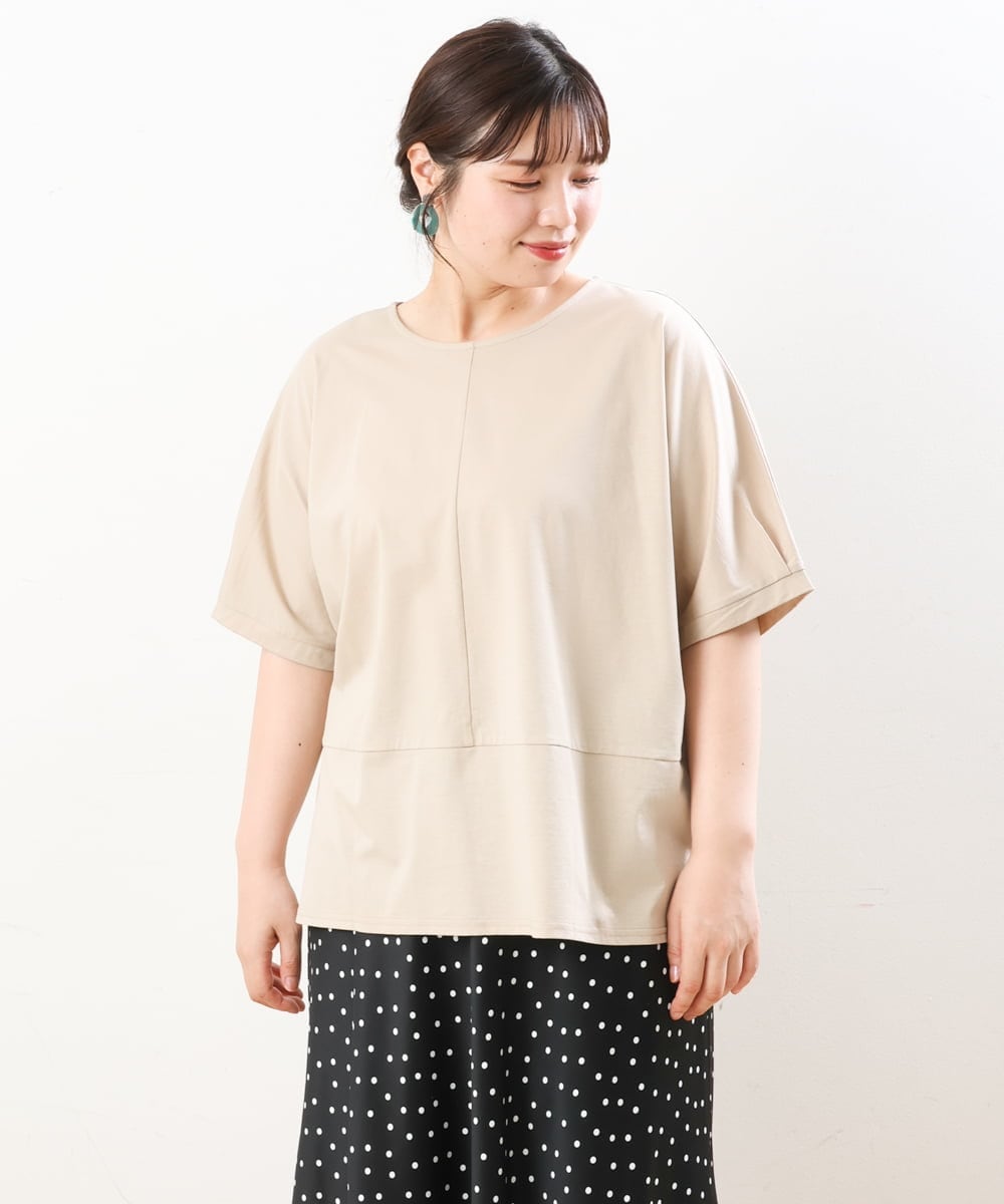 OLKHS43070 eur3(エウルキューブ) 【大きいサイズ/接触冷感】前後2WAYコットントップス ベージュ(82)
