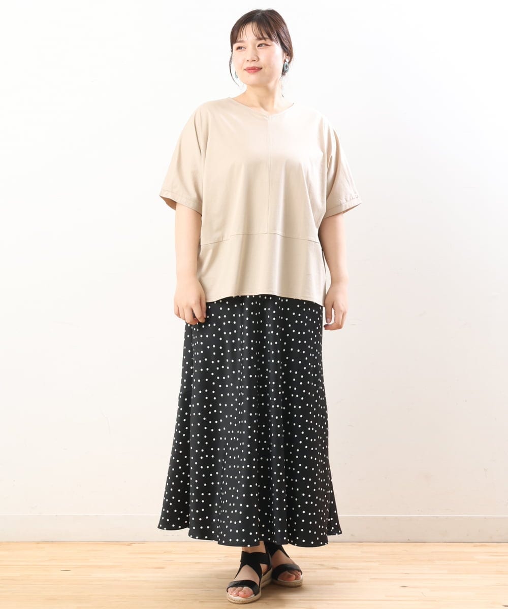 OLKHS43070 eur3(エウルキューブ) 【大きいサイズ/接触冷感】前後2WAYコットントップス ベージュ(82)
