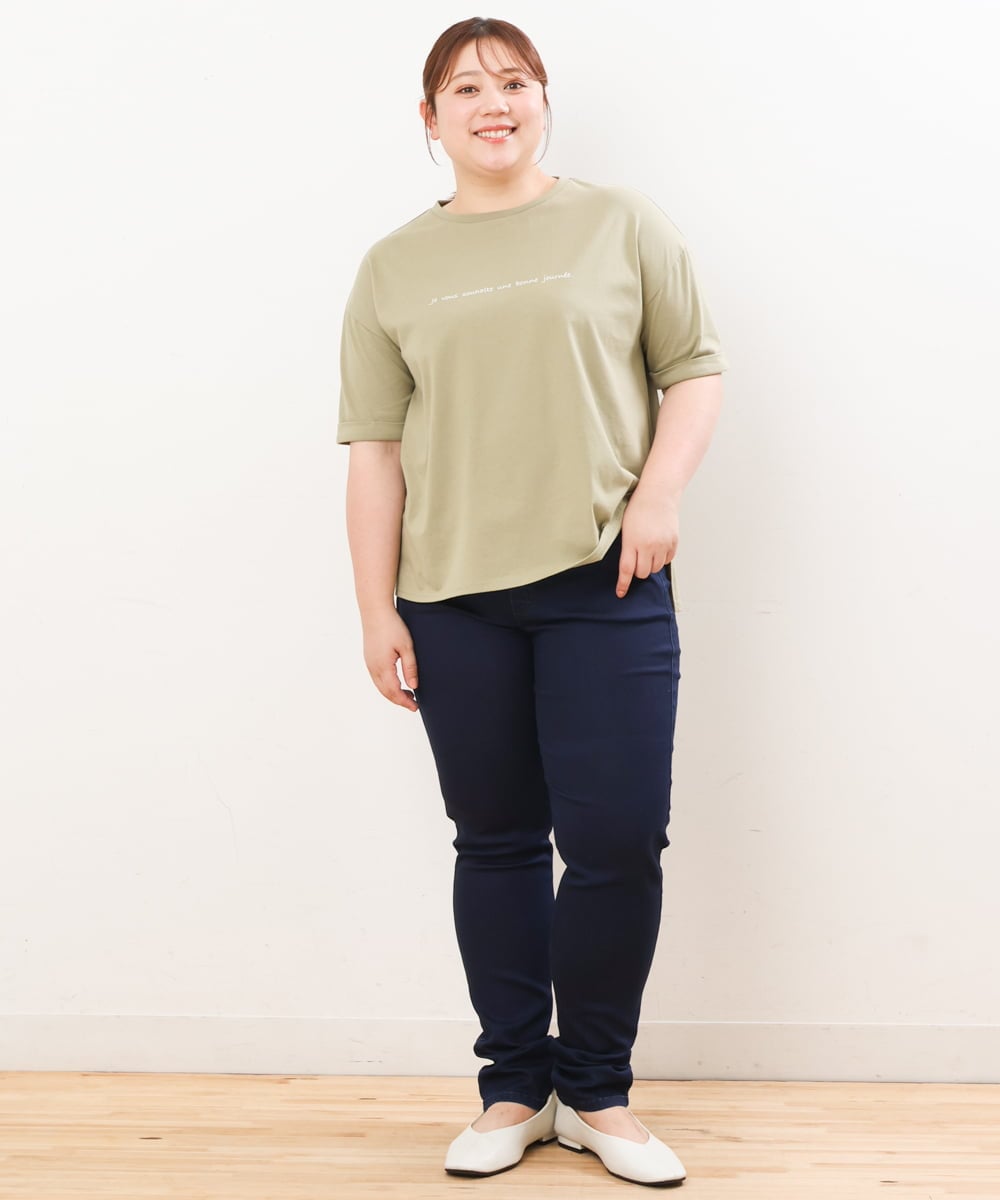 OLKHS59060 eur3(エウルキューブ) 【大きいサイズ】着心地さらっとコットンロゴTシャツ カーキ(36)