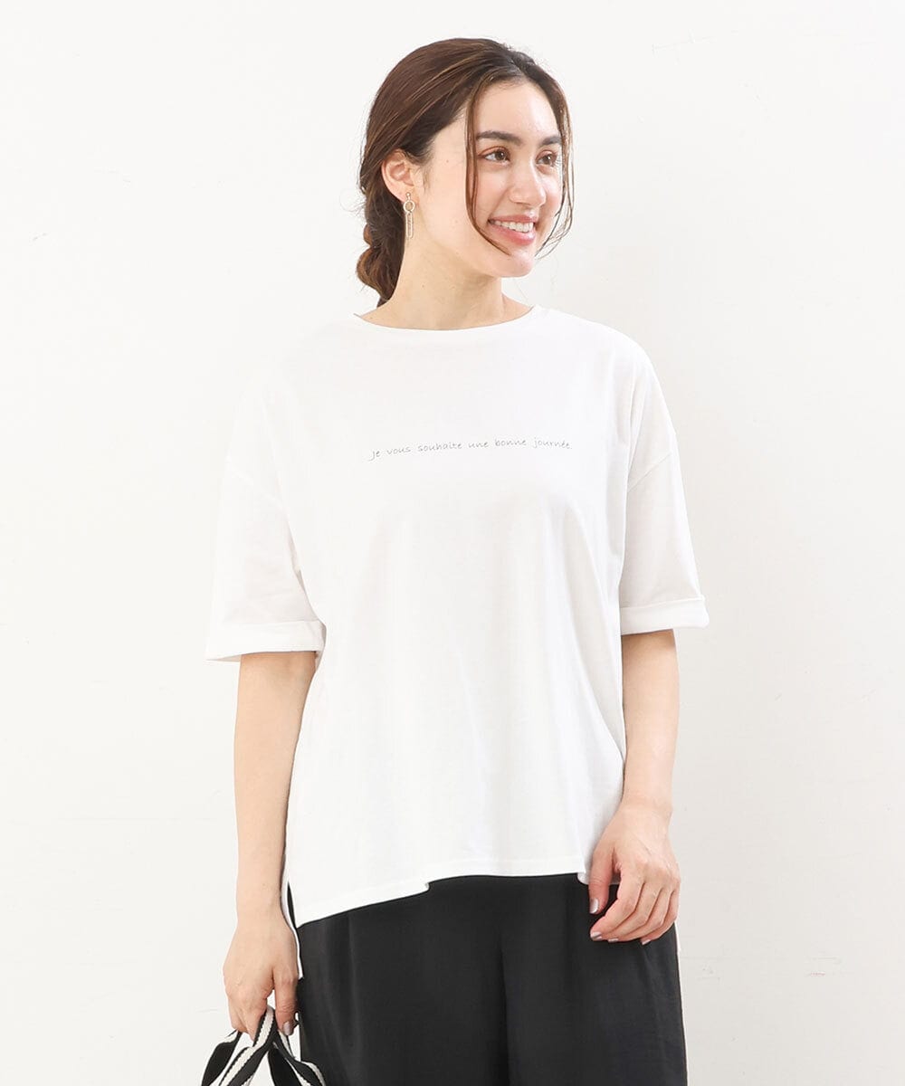 OLKHS59060 eur3(エウルキューブ) 【大きいサイズ】着心地さらっとコットンロゴTシャツ ホワイト(90)