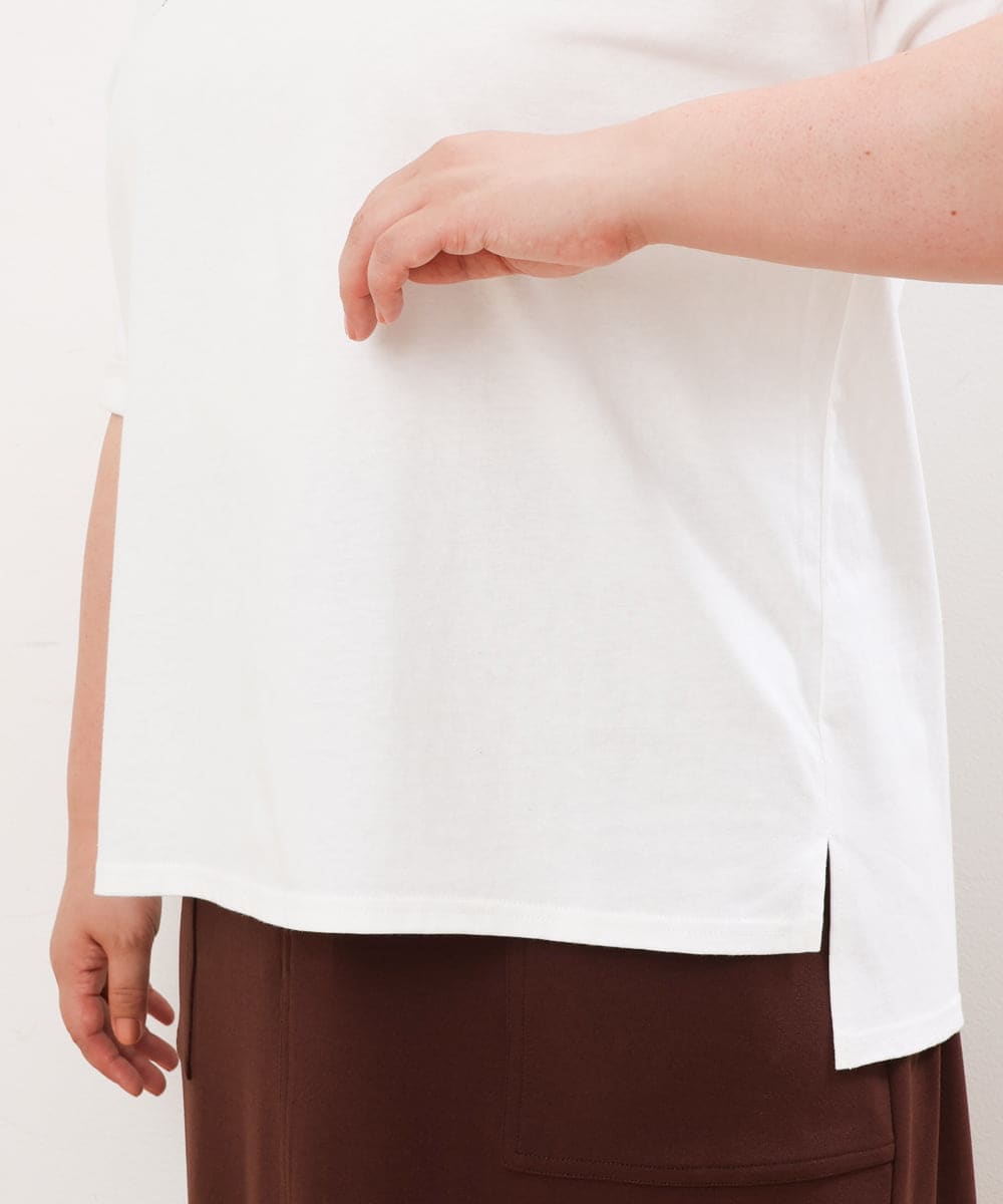 OLKHS59060 eur3(エウルキューブ) 【大きいサイズ】着心地さらっとコットンロゴTシャツ ホワイト(90)