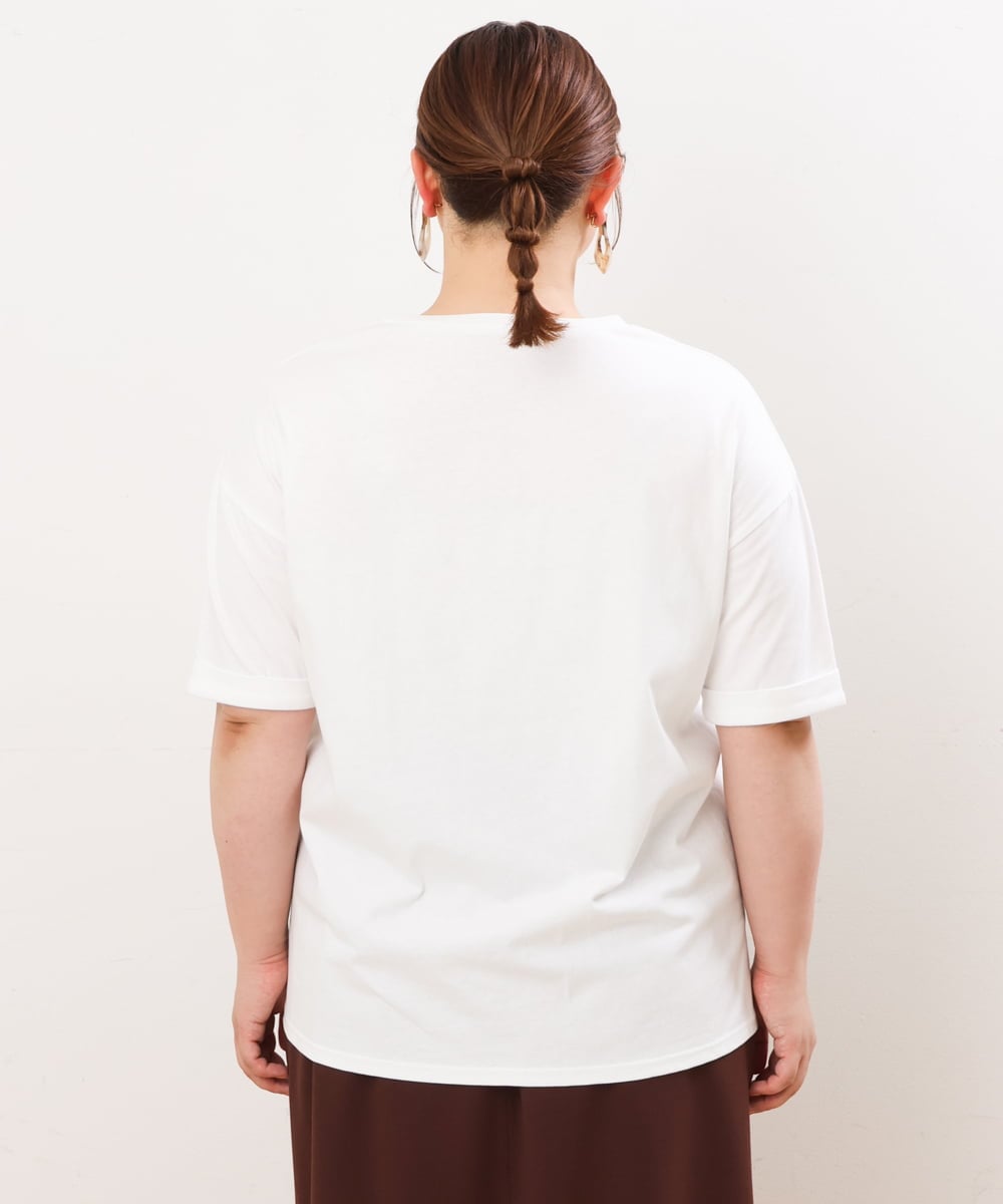 OLKHS59060 eur3(エウルキューブ) 【大きいサイズ】着心地さらっとコットンロゴTシャツ ホワイト(90)