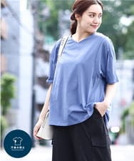 OLKHV13064 eur3(エウルキューブ) 【大きいサイズ/汗染み防止】Vネックカットソー ブルー(55)