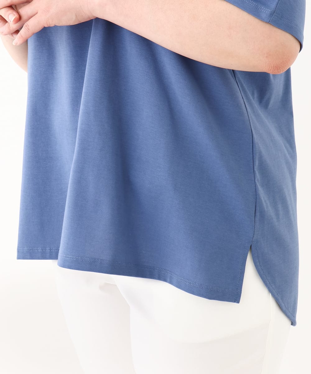 OLKHV13064 eur3(エウルキューブ) 【大きいサイズ/汗染み防止】Vネックカットソー ブルー(55)
