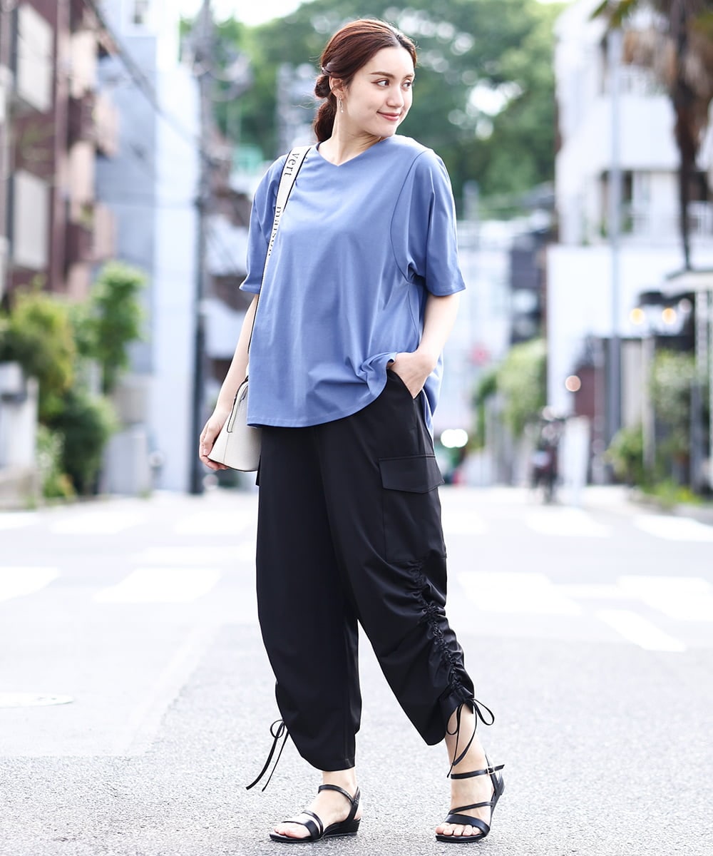 OLKHV13064 eur3(エウルキューブ) 【大きいサイズ/汗染み防止】Vネックカットソー ブルー(55)
