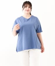 OLKHV13064 eur3(エウルキューブ) 【大きいサイズ/汗染み防止】Vネックカットソー ブルー(55)