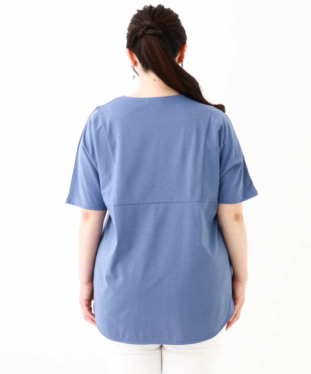 OLKHV13064 eur3(エウルキューブ) 【大きいサイズ/汗染み防止】Vネックカットソー ブルー(55)