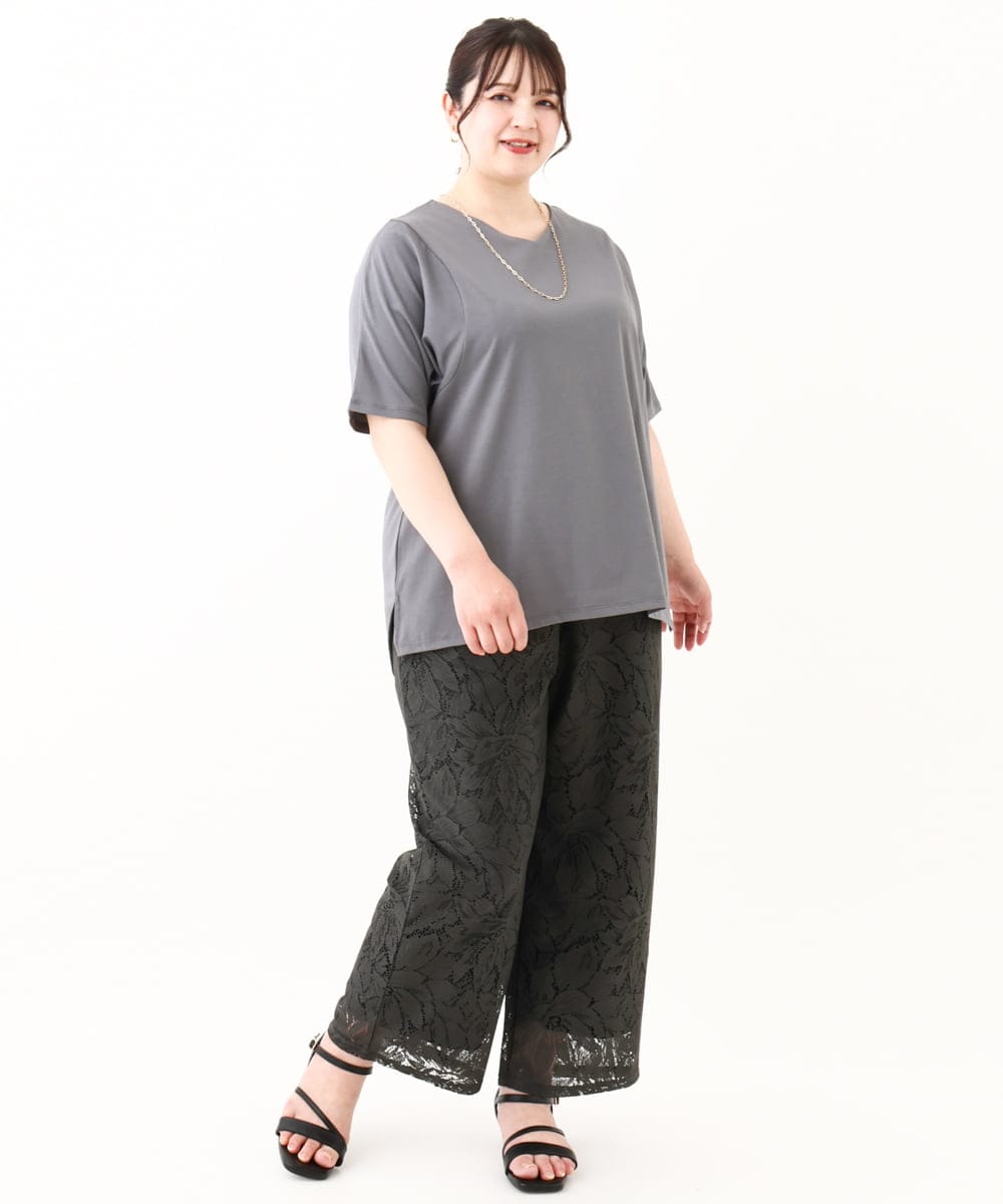OLKHV13064 eur3(エウルキューブ) 【大きいサイズ/汗染み防止】Vネックカットソー ダークグレー(93)