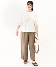 OLKHV28069 eur3(エウルキューブ) 【大きいサイズ/a.v.v×eur3】シフォンケープレイヤードトップス ホワイト(90)