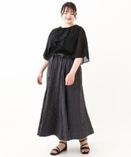 OLKHV28069 eur3(エウルキューブ) 【大きいサイズ/a.v.v×eur3】シフォンケープレイヤードトップス ブラック(94)