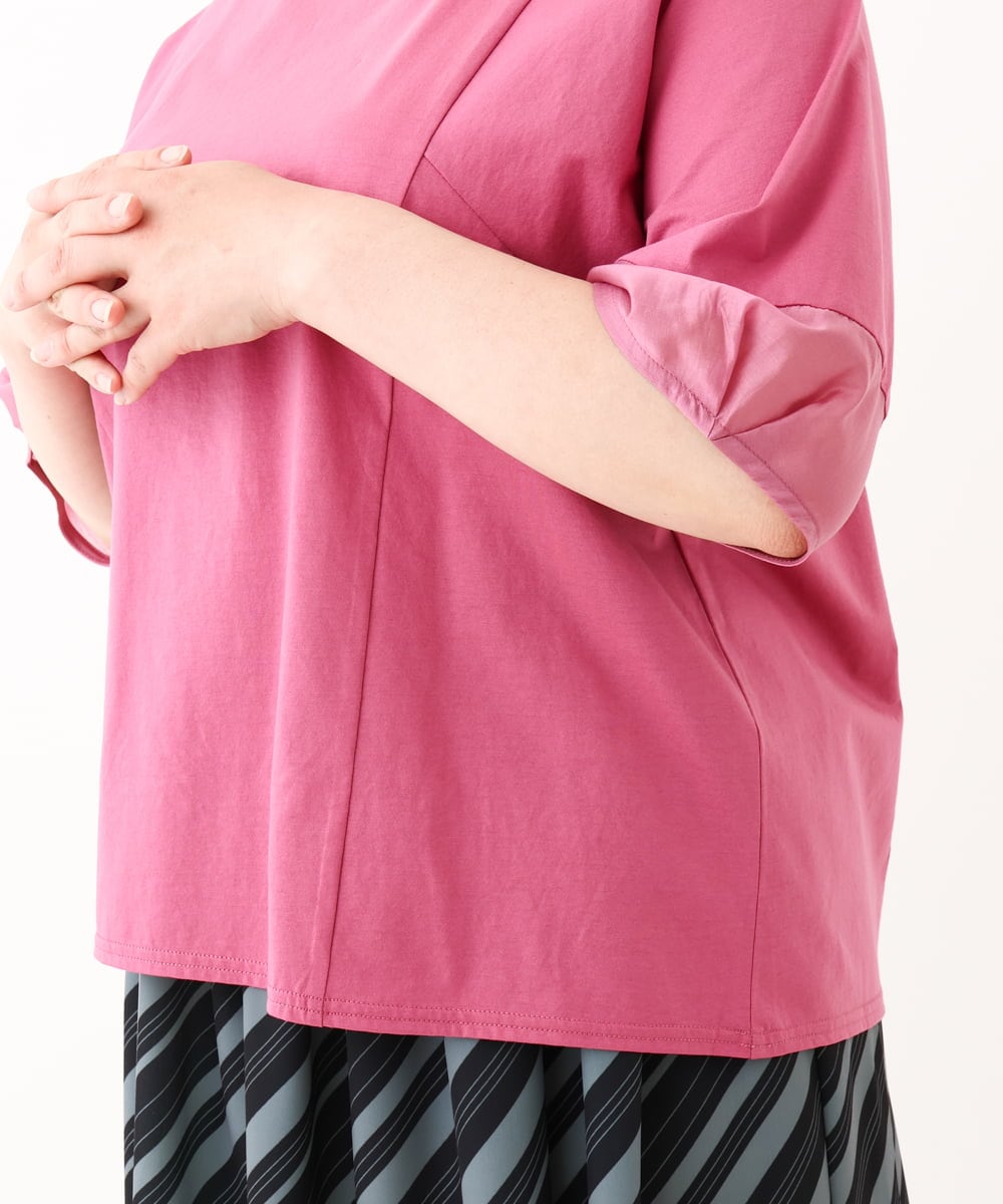 OLKHV38059 eur3(エウルキューブ) 【大きいサイズ/接触冷感】コクーンスリーブカットソー ピンク(03)