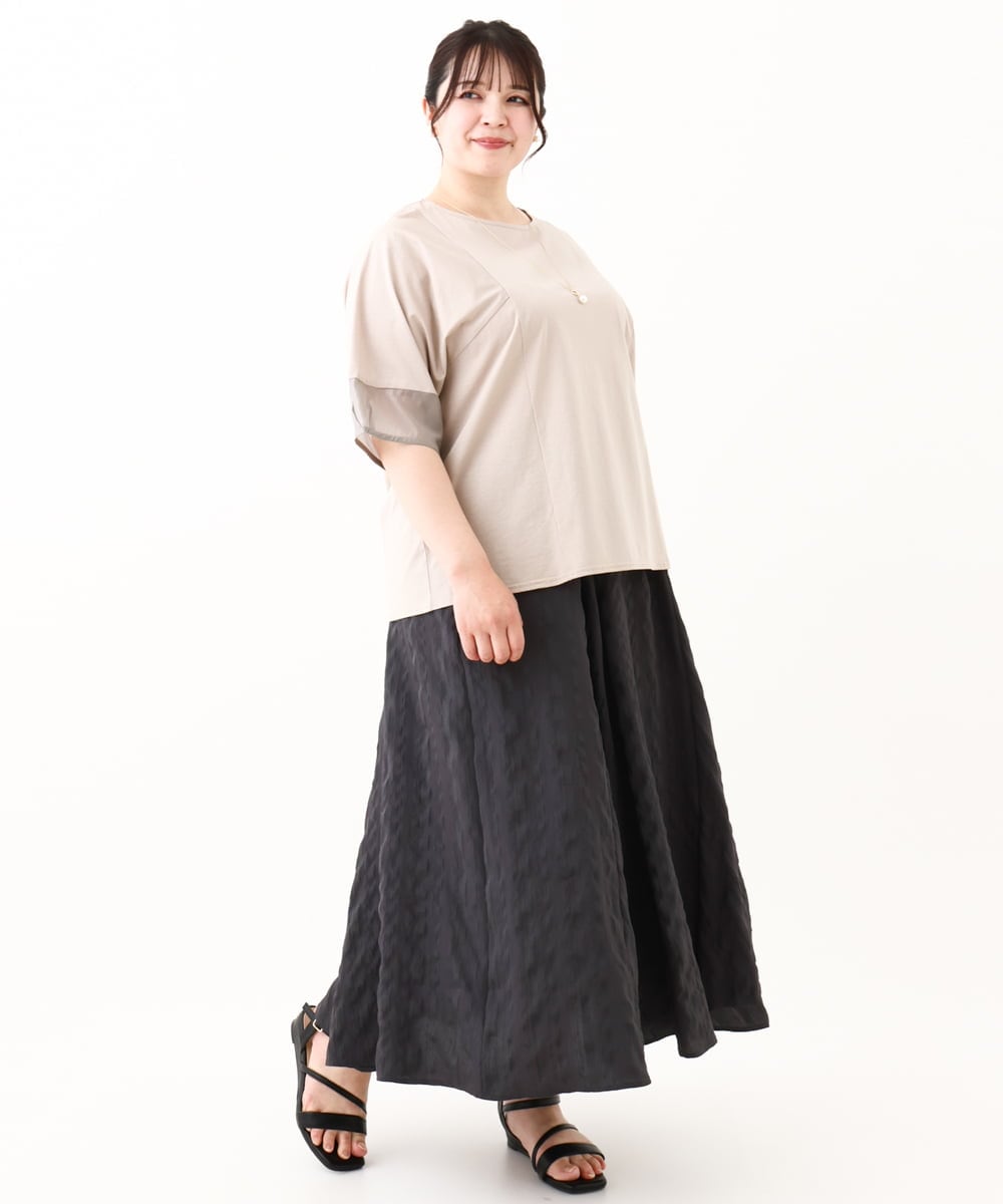 OLKHV38059 eur3(エウルキューブ) 【大きいサイズ/接触冷感】コクーンスリーブカットソー グレージュ(89)