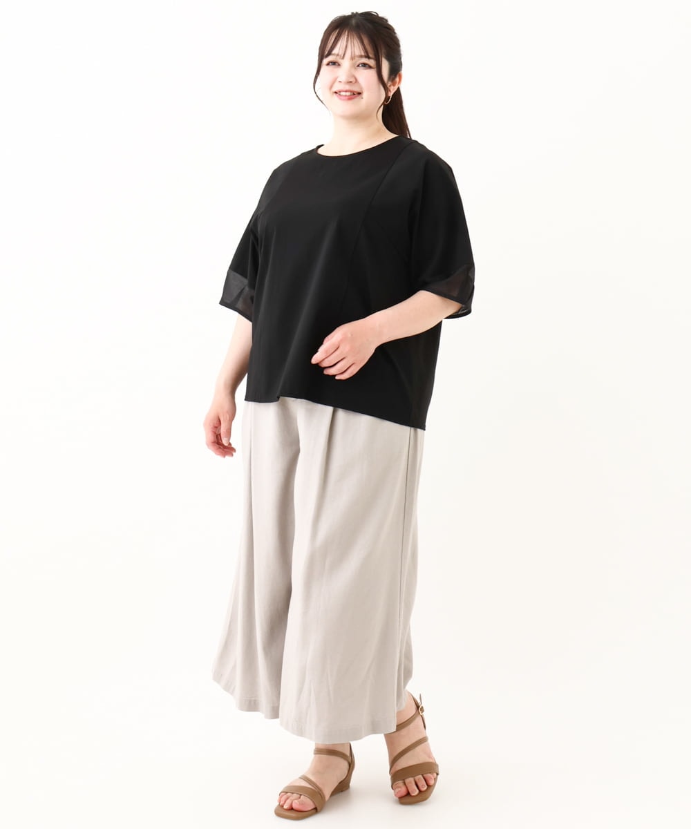 OLKHV38059 eur3(エウルキューブ) 【大きいサイズ/接触冷感】コクーンスリーブカットソー ブラック(94)