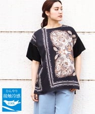 OLKHV48089 eur3(エウルキューブ) 【大きいサイズ/接触冷感】パネルプリントトップス ブラック(94)