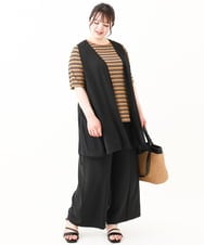 OLKHV54079 eur3(エウルキューブ) 【大きいサイズ】レトロボーダーカットソー ダークブラウン(87)