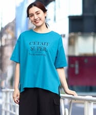 OLKHV56054 eur3(エウルキューブ) 【大きいサイズ/a.v.v×eur3】コットンロゴTシャツ ブルー(55)