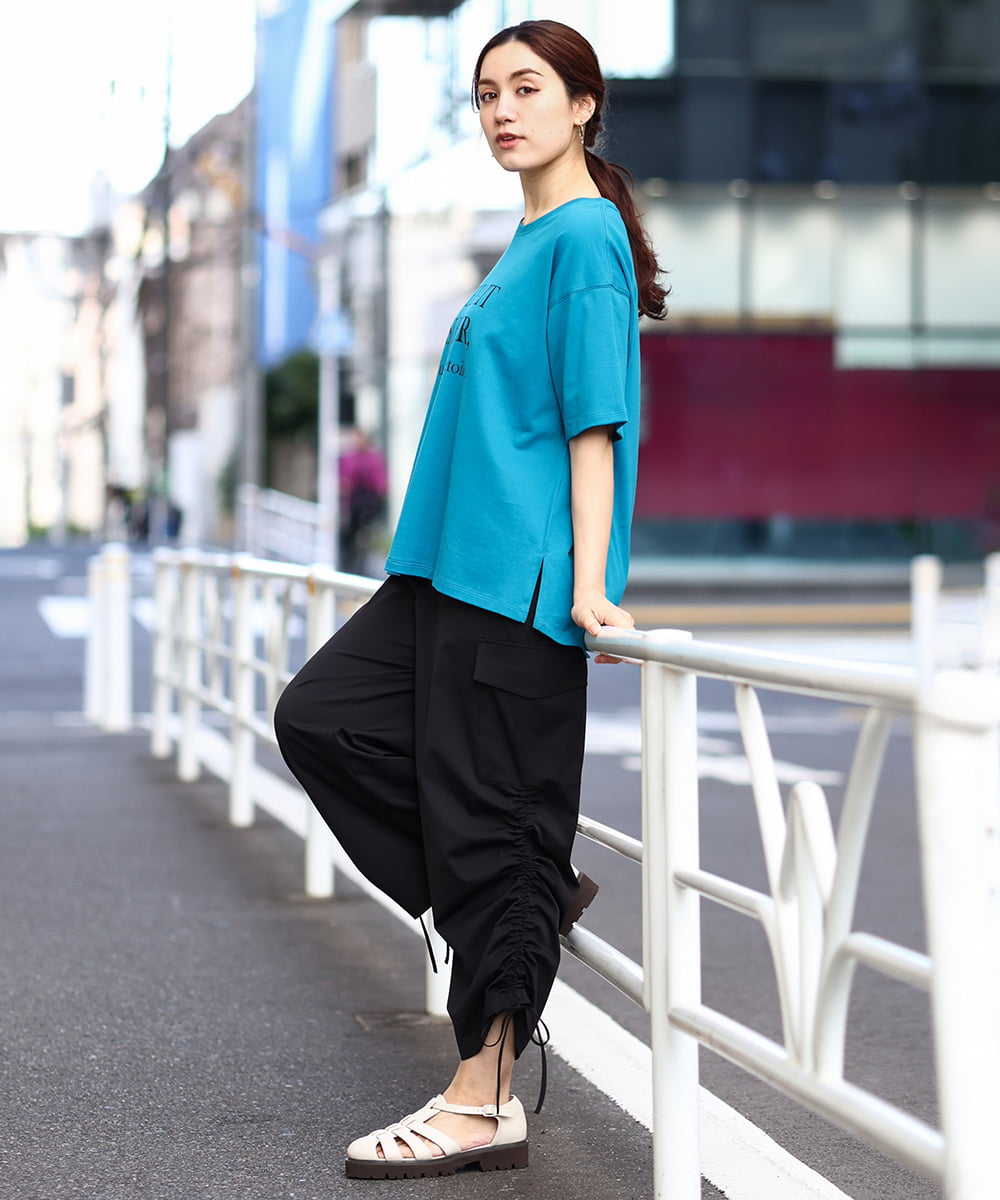 OLKHV56054 eur3(エウルキューブ) 【大きいサイズ/a.v.v×eur3】コットンロゴTシャツ ブルー(55)
