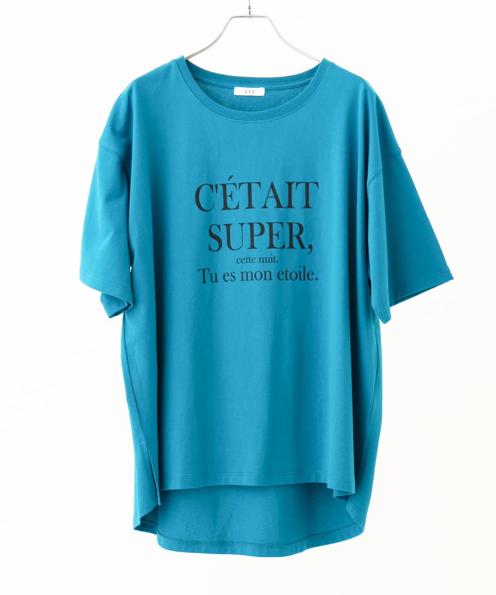 OLKHV56054 eur3(エウルキューブ) 【大きいサイズ/a.v.v×eur3】コットンロゴTシャツ ブルー(55)