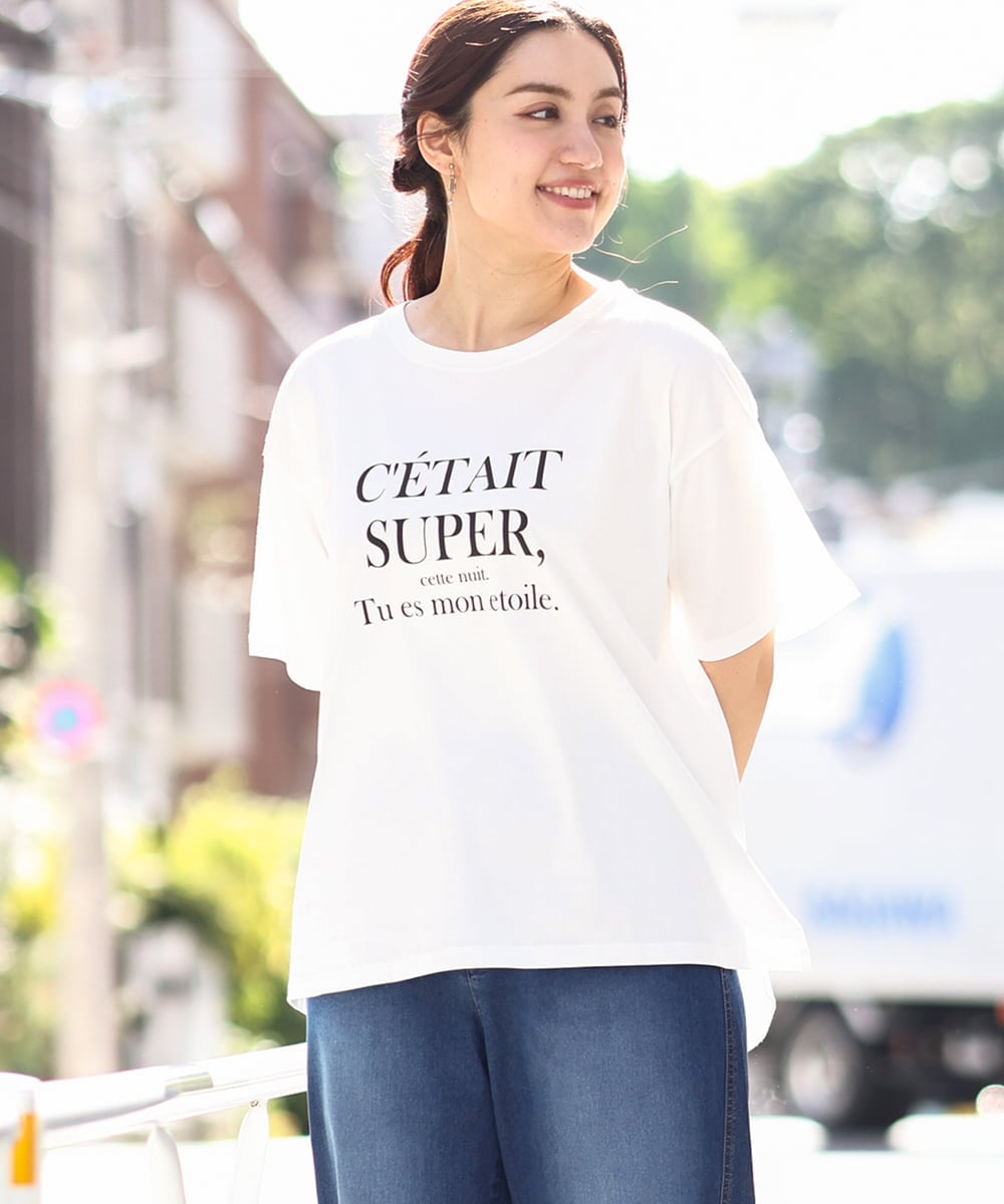 OLKHV56054 eur3(エウルキューブ) 【大きいサイズ/a.v.v×eur3】コットンロゴTシャツ ホワイト(90)