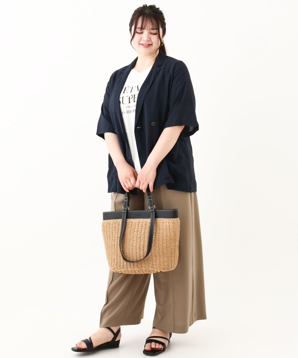 OLKHV56054 eur3(エウルキューブ) 【大きいサイズ/a.v.v×eur3】コットンロゴTシャツ ホワイト(90)